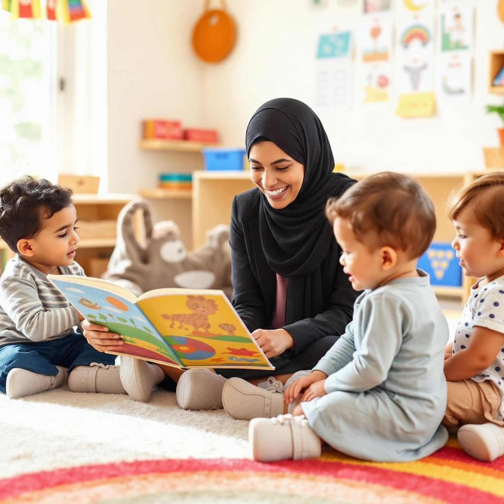 Teacher with children